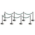 Montour Line Stanchion Post and Rope Kit Sat.Steel, 8 Crown Top 7 Green Rope C-Kit-8-SS-CN-7-PVR-GN-PS
